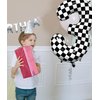 Kwuz 40 Inch Checkered Birthday Balloon Number 3 Boys Fast Three Birthday Decorations Race Car Racing Theme 3rd Birthday Party Balloons Decor Supplies Foil Mylar Black White