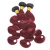 Feelgrace Ombre Bundles Human Hair 3 Pieces 300 Gram, 100% Brazilian Human Hair Extension 3 Bundles, Ombre 1B Burgundy Body Wave Bundles, 10A Soft Human Hair Weave Bundles 16 18 20 Inch