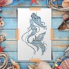 Mermaid Silhouette Stencil 8.5x11 - Reusable Mermaid Stencils - Perfect for Walls, Wood, Arts, and Crafts