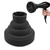 Hair Dryer Attachment Blow Dryer Hair Dryer Diffuser Silicone Collapsible Folding Volumizing Diffuser for Home Travel (Black)