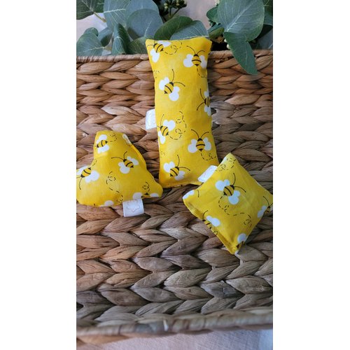 Honey Bee Catnip Pillow Toy Kicker. Made with Organic Catnip (1 of each shape)