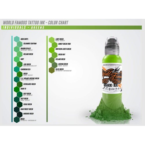 World Famous Green Tattoo Ink, Vegan and Professional Ink, Made in USA, Army Green, .5 oz