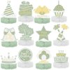 Sabary 12 Pcs Sage Green Gold Happy Birthday Decoration Gold Honeycomb Centerpieces Party Supplies Balloon Crown Paper Centerpiece Table Decorations Royal Table Centerpieces for Men Women Party