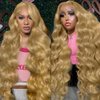 yeeport Honey Blonde Wig Human Hair 13x6 28 Inch Blonde Lace Front Wigs Human Hair Pre Plucked 27# Colored 180% Density Body Wave HD Lace Frontal Wigs Human Hair Glueless Wigs Human Hair
