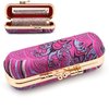 Beautyflier Lipstick Case with Mirror, Retro Lipstick Box Lip Balm Organizer Bag, Fashion Cosmetic Lipstick Travel Case, Women's Portable Lipstick Pouch Travel Cosmetic Case (Purple, Wave)