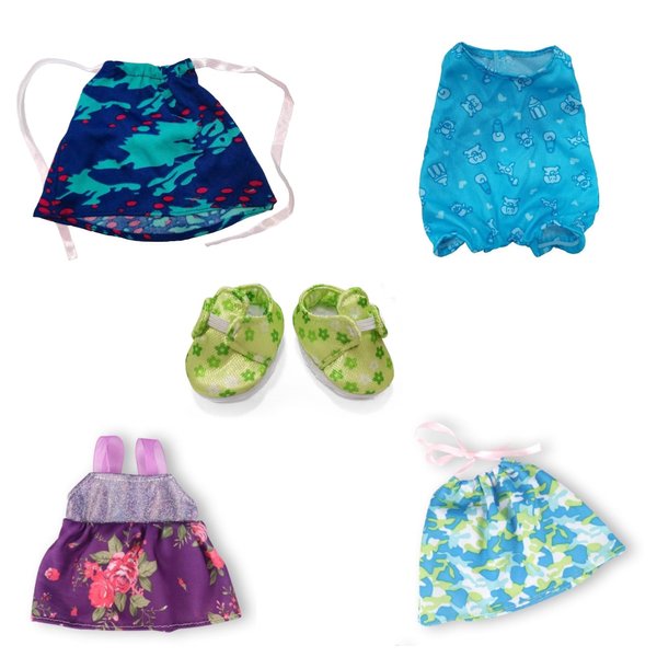 Xunwa Baby Dolls Clothes Accessories for 8-10 Inch Dolls Girl ,Dress Pajamas Shoes Clothing for 8-9-10 Inch Baby Dolls(pattern1, 8-9)