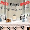 Sursurprise Need Four Speed Birthday Decorations, Need Four Speed Banner Checkered Flag Banner Kit, Race Car Theme 4th Birthday Party Supplies for Boys