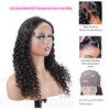 BLY Highlight Human Hair Lace Front Wigs Deep Wave #4/27 Ombre Colored Glueless Wigs Pre Plucked 30 Inch 4x4 Transparent Curly Water Wave Lace Wig Honey Blonde Real Human Hair 180% Density