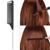 5Pcs Slick Hair Brush Set with 2Pcs Topsy Hair Tail Tool 1Pcs Bristle Teasing Hair Brushes 1Pcs Edge Brush 1Pcs Rat Tail Comb Woman,Girls,Hair Flyaways Styling,Edge&Back Combing biack