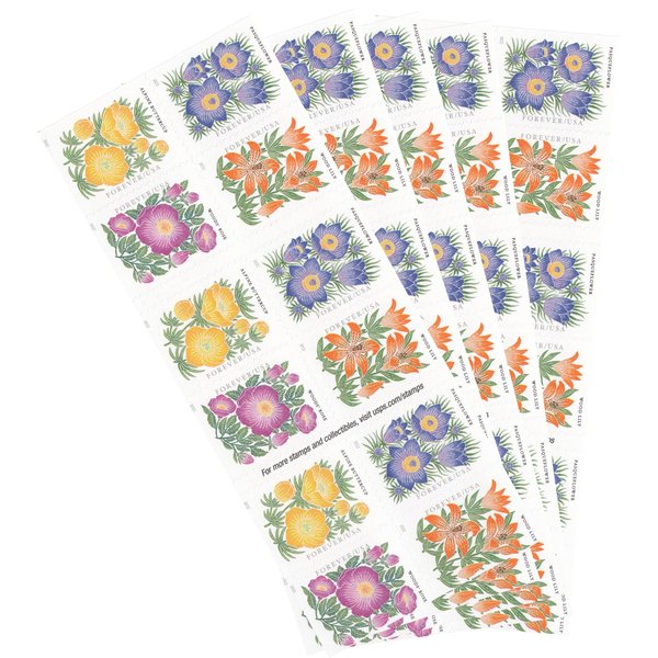 2022 Mountain Flora Wild Flowers Garden Forever First Class Postage Stamps - Garden, Flowers, Nature, Valentine, Wedding, Celebration, Anniversary, Love, Party (100 Stamps (5 Books of 20))