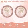 41Pcs 70th Birthday Decorations, Rose Gold Birthday Party Supplies Include 20Pcs Plates 20Pcs Napkins and 1Piece Tablecloth, Sweet Seventy Year Old Birthday Party Tableware for Girl Ladies Women