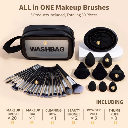 MAANGE Makeup Brush Set 30 Pcs Premium Synthetic Makeup Brushes Foundation Eye Shadow Powder Concealers Highlight Blending Brush Professional Make Up Brush Kit