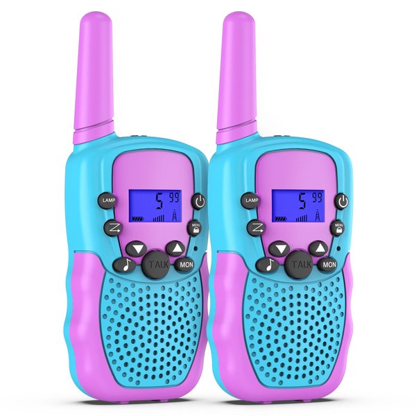 Toys for 3-12 Year Old Boys, Walkie Talkies for Kids with 22 Channels, LED Flashlight, 3 Miles Range for Outdoor Adventures, Camping, Hiking (Blue-Purple)