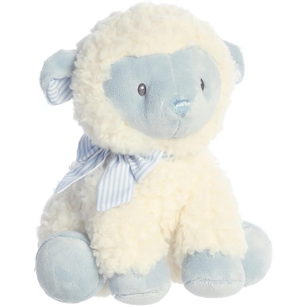 Aurora® Playful Blessing Lamb™ Boy Lamb™ Baby Stuffed Animal - Comforting Companion - Imaginative Play - Blue 9 Inches