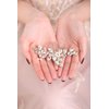 Fxmimior Handmade Hair Comb Silver Rhinestone Floral Clip Pearl Hair Accessories for Brides Women Gilr(Silver)