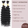 YAMI Bulk Human Hair for Braiding Deep Wave Human Braiding Hair for Boho Braids Curly Braiding Hair Natural Black No Weft Hair Extensions Human Hair 2 Braids Per Pack 100g（16inch)