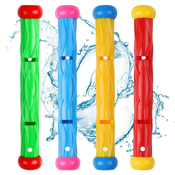 DAJISI 4 PCS Sinking Pool Toys, Diving Sticks Diving Pool Toys Colorful Dive Toys Underwater Dive Sticks for Pool for Summer Swimming Diving Training Swimming Parties