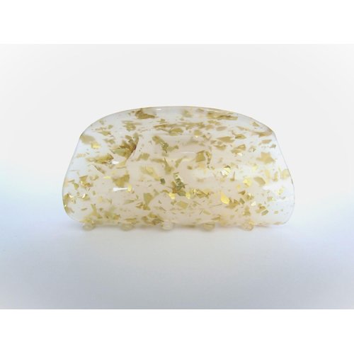 Generic Gold or silver flakes glitter frosted white hair claw clip (Primary color: Gold), 1 Count (Pack of 1)