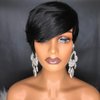 MELANNA Pixie Cut Wig Human Hair Short Straight Pixie Wig with Side Bangs Short Human Hair Wigs for Black Women Natural Black Short Wigs Human Hair Glueless Short Pixie Wigs