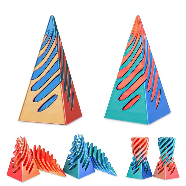 2PCS Impossible Pyramid Spiral Cone 3D Printed Fidget Toys Mini Stress Relief Creative Desk Decoration Gift for Kids and Adults for Birthday Christmas