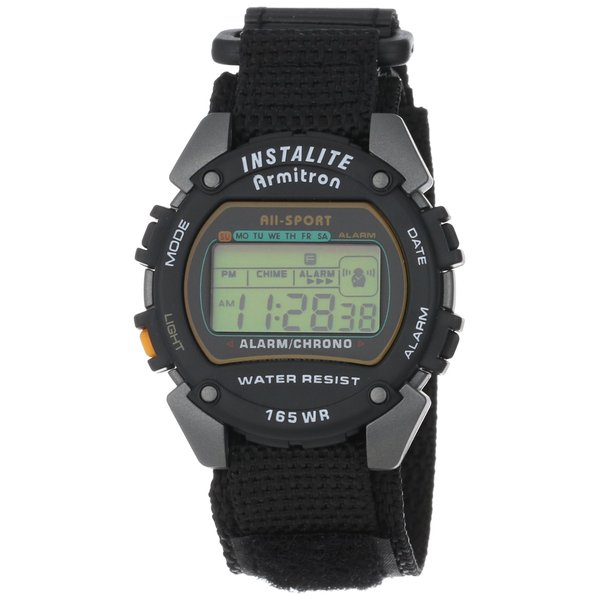 Armitron Sport Men's 406623 Chronograph Round Gray and Black Nylon Strap Digital Watch