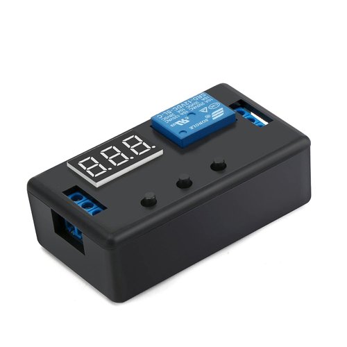 DROK 12 Volt Timer Relay, 0.1s to 999min 50mA 4-Mode On-Off Automotive Digital Delay Relay, Electric Delay Timer Switch, Cycle Time Delay Module with LED Display