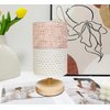 AFORTLO Table Desk Lamp, Small Fabric Boho Decorative Nightstand Night Light Solid Wood Base Lamp for Bedroom,Living Room,End Table or Office with Bulb (Brown Knit Fabric)