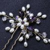 Brihasory Bridal Hair Pin Wedding Hair Accessories for Women Bride To Be Gifts Handmade Pearls Emerald Green Purple Rhinestone Gold Hair Clip 2PCS Banquet Prom Hair Accessory for Curly Girls (Purple)