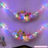 Basumee Stuffed Animals Net or Hammock with LED Light Hanging Toy Net Hammock for Stuffed Animals Storage Stuff Animals Hammocks for Nursery Kids Room with Remote Control, 8 Kinds of Lights(Pack of 2)