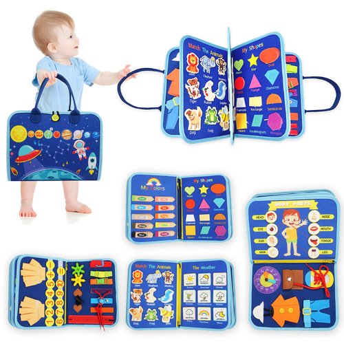 Busy Board for 1 2 3 4 Year Old Toddler Montessori Busy Book Sensory Learning Toys for Boys Girls Preschool Toy Birthday Idea Gift