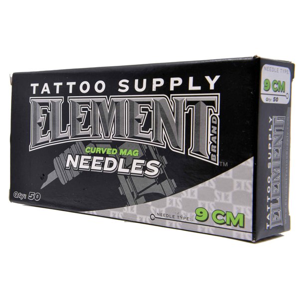 ELEMENT TATTOO SUPPLY - Tattoo Needles - Long Bar - Curved Mag - Magnum - Box of 50 - Long Taper - Box of 50 Pins 9CM