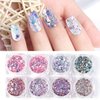 Holographic Nail Glitter Flakes Nails Supply Mermaid Powder Nail Art Decorations Shiny 3D Nail Sequins DIY Manicure Charms Design Acrylic Nails Supplies Glitter Nail Art Set (8 Boxes)