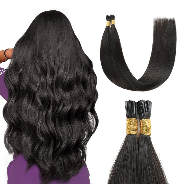 Sunya I Tip Hair Extensions Human Hair 18 Inch Itip Hair Extensions Human Hair Natural Black I Tip Hair Extensions Pre Bonded Real Itip Human Hair Extensions 40g/50Strands