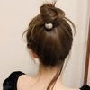 Pearl Hair Scrunchies for Women French White Pearl Elastic Scrunchies Elegant Hair Ties Hair Accessories for Thick Hair High Ponytail Holder Hair Jewels for Girls