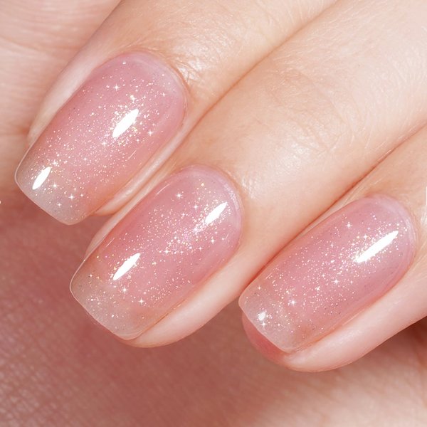 AILLSA Subtle Glitter Gel Nail Polish Pink Shimmer Gel Polish Grapefruit Red Nude Gel Polish Rainbow Sparkle Natural Color Gel Nail Polish Soak Off U V Jelly Gel Polish for Nail Art 0.51 Oz GB66