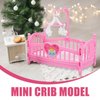 TOYANDONA Dollhouse Crib 2pcs Mini Doll, Miniature Doll Beds with Mobile for Mini House Furniture Set Miniature Dollhouse Furniture Accessories Model Decoration
