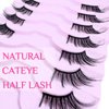 SLSXNL Half Lashes Natural Look Cat Eye 16 mm Wispy Thin Band Manga Lashes 10 Pairs False Eyelashes Cateye Half Eyelashes