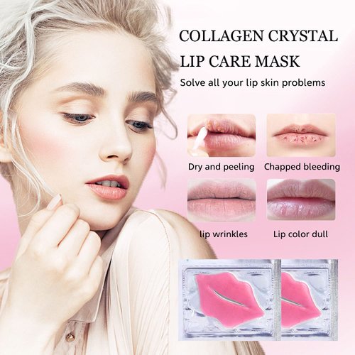NIYET 30 pieces of Moisturizing Collagen Crystal Lip Mask - Anti-Ageing & Anti Chapped, Reduce lip Wrinkles, Fade Lip Color, Make Skin Smooth And Firm Collagen Lip Pieces (Pink)