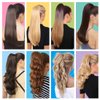 Qunlinta Ponytail Extension Hair Extensions Ponytail 18" 20" Claw Curly Wavy Ponytail Extension Straight Clip in Ponytail Extension Synthetic Hairpiece Ash Blonde