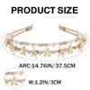 Firuilo Gold Double Headbands Gray Pearls Hair Bands Bling Crystal Rhinestones Head Bands Bride Weeding Diamond Hair Hoop for Women and Girls