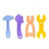Hooku 4 Pack Silicone Teething Toys for Babies 0-6 Months, Teethers for Babies 6-12 Months, Hammer Spanner Wrench Pliers Tools Shape Sensory Chew Toys
