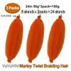 Springy Afro Twist Hair Pre-Separated Kinky Marley Twist Braiding Hair 3spacks Springy Twist for Distressed Faux Locs Synthetic Hair Extensions Cuban Twist Hair (24 inch,orange)