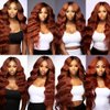 Copper Red Body Wave Bundles Human Hair Color 33 Bundles Human Hair Reddish Borwn Body Wave Bundles Double Weft Brazilian Human Hair Bundles Silky and Soft for Black Women 8 10 12 Inch