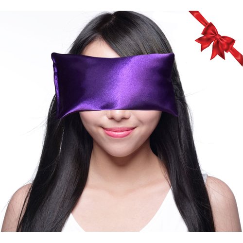Happy Wraps Lavender Eye Pillow - Hot Cold Aromatherapy Satin Eye Mask for Yoga, Sleeping, Migraines, Stress, Relaxation - Gifts for Women, Birthdays, Coworkers, Christmas - Amethyst