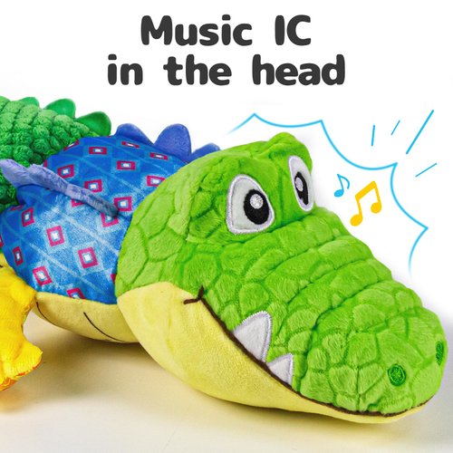 Sumobaby Infant Baby Musical Stuffed Animal Activity Soft Toys with Teether, Multi-Sensory Crinkle, Rattle and Textures, for Tummy Time Newborn 0-3-6-12 Months Boys, Girls, Crocodile (Alligator)