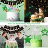 meowtastic Birthday Decorations, Happy Birthday Banner with Honeycomb Balls, Star Hanging Swirl Streamer, Circle Dot Garland, Happy Birthday Party Decorations for Women Men Boys Girls (Green & Black)