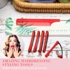 60 Pieces Short Hair Perm Rods Cold Wave Rods Plastic Perming Rods Hair Curling Rollers Curlers with Steel Pintail Comb Rat Tail Comb for Hairdressing Styling Supplies (0.2 Inch, Red)