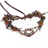 MOSTORY Handmade Moon Flower Crown Headpiece Burgundy Floral Elf Circlet Woodland Forest Headband for Witch Devil Queen Carnival Renaissance Fest Halloween Cosplay Prom Wedding Red