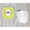 Caroline's Treasures BB1283SCM Checkerboard Lime Green Pekingese Compact Mirror Decorative Travel Makeup Mirror for Women Girls Gifts Pocket Makeup Mirror Folding Handheld