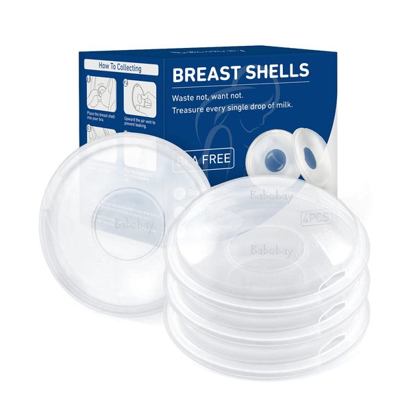 Breast Shells, 4 Pack Nursing Cups, Milk Saver, Protect Sore Nipples for Breastfeeding, Collect Breastmilk Leaks for Nursing Moms, Soft and Flexible Silicone Material, Reusable